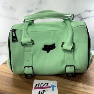 *VTG* FOX RACING Speedy Style Mint Green Handbag Zip Double Handle Purse
